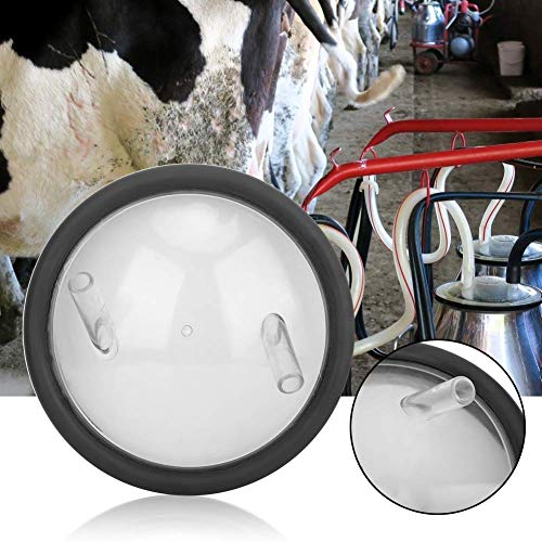 Food Grade Transparent Milk Bucket Lid with 2 Openings & Silicone Gasket, Plastic Replacement Lid Fits 25–30 L Milking Machine Buckets, Dishwasher Safe