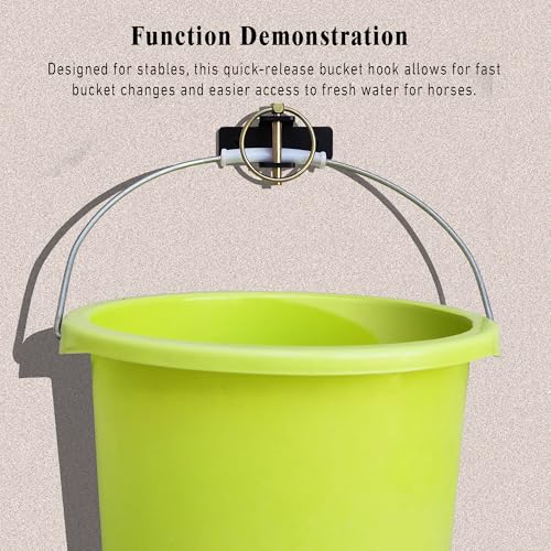 4 Pack Quick-Release Bucket Hooks, Heavy Duty Steel Bucket Holder Set for Horse Stalls, Barns & Livestock Feeding — Durable Wall-Mount Stable Accessories