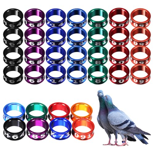 Toddmomy 50 Pcs Multicolor Aluminum Bird Leg Bands Closed Rings for Pigeons Chickens Parrots Small Birds Identification 0.31 Inch