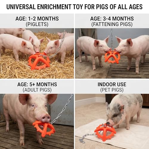 Hanging Piglet Chew Toy, Scented Durable Pig Bite Toy with Adjustable Chain, Hanging Pig Enrichment for Farm Pigs to Prevent Biting and Boredom
