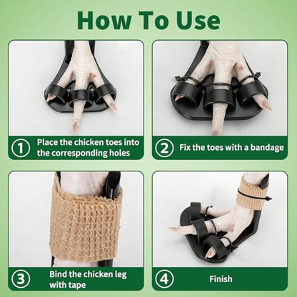 4 Size Chicken Leg Splints with Toe Separator, Durable and Unbreakable PETG Material for Broken Leg Bumblefoot Curled Toes, Reinforced Poultry Leg Brace for Hens Chicks Ducks
