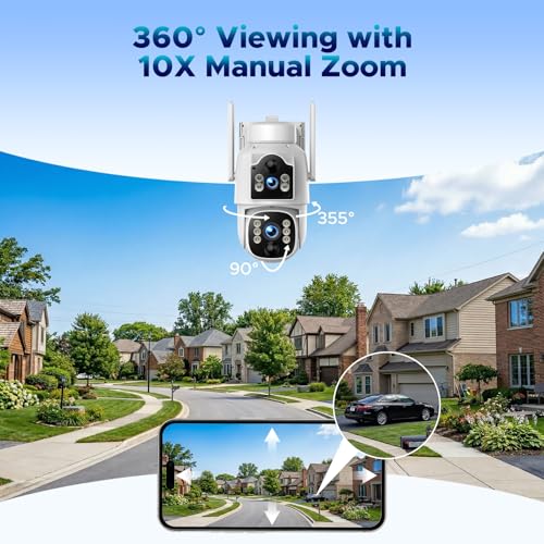 VOOPEAK 4G LTE Cellular Security Camera, Dual Lens 360° PTZ Auto Tracking, Solar Camera Outdoor Wireless with SIM Card,2K HD Color Night Vision, IP66 Waterproof, 2-Way Audio,No WiFi Needed