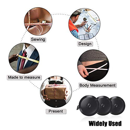 DiCUNO 60-Inch 1.5 Meter Soft Retractable Measuring Tape, Pocket, Body Tailor Sewing Craft Cloth Tape Measure (8 Colors Package) - color: 8 Colors