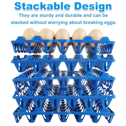 12PCS Plastic Egg Trays Egg Crates, Stackable Eggs Cartons Egg Flats, Each Holds 30 Eggs for Packing, Storage, Shipping (Blue) - color: Blue-12PCS