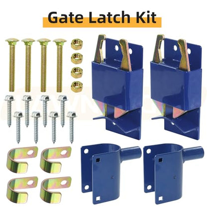 2 Pack Two Way Gate Latch – Blue Heavy Duty Farm Gate Latch | Fits Round Tube Gates with 1-5/8" to 2" Tubes – 2-Way Latch with Screws & Phillips Screwdriver, Ideal for Farms & Pastures - color: 2 Pack Blue 2-Way Gate Latch