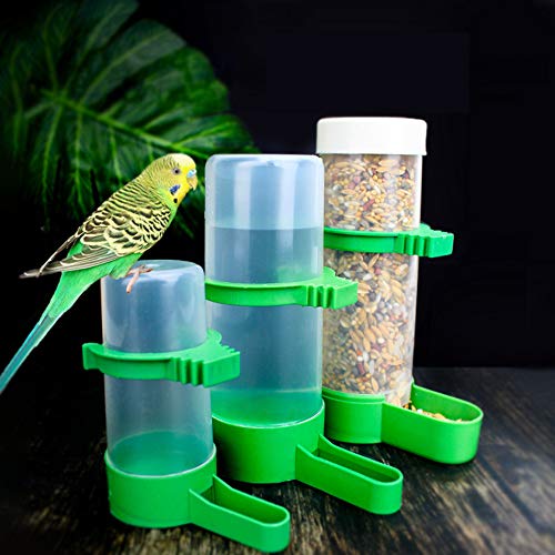 Bird Feeder, Bird Water Dispenser for Cage, XISTEST 2PCS Automatic Bird Water Feeder with 1PCS Food Feeder for Cage Pet Parrot Budgie Lovebirds Cockatiel (2pcs 140ml + 1pcs 150ml) - size: 2pcs 140ml + 1pcs 150ml