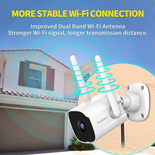 Septekon 2K Home Security Cameras, 4 Pack Wired WiFi Outdoor Security Cameras with Night Vision, Two-Way Audio, 2.4G WiFi, IP66, Motion Detection Alarm - P30 - size: 4 Pack