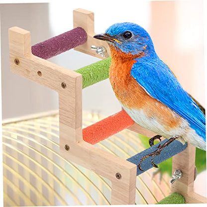 GANAZONO Wooden Parrot Ladder for Birds Natural Wood Climbing Ladder for Budgerigars and Cockatiels Easy to Install Bird Exercise for Play and Training