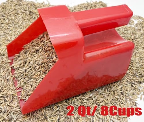 2 Qt Plastic Dog Food Scoop Horse Feed Scoop for Livestock Chicken Grain Scoop 8Cups (Red)