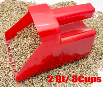 2 Qt Plastic Dog Food Scoop Horse Feed Scoop for Livestock Chicken Grain Scoop 8Cups (Red)
