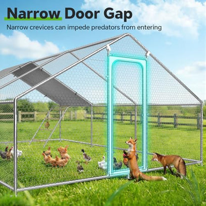 Large Metal Chicken Coop Run with Roosting Perch, Outdoor Waterproof & UV-Resistant Cover for Chickens, Ducks, Rabbits, and Hens in Yard or Farm Use Spire Roof (13.1'Wx19.7'Lx 6.5'H) - size: 20x13Ft - Spire