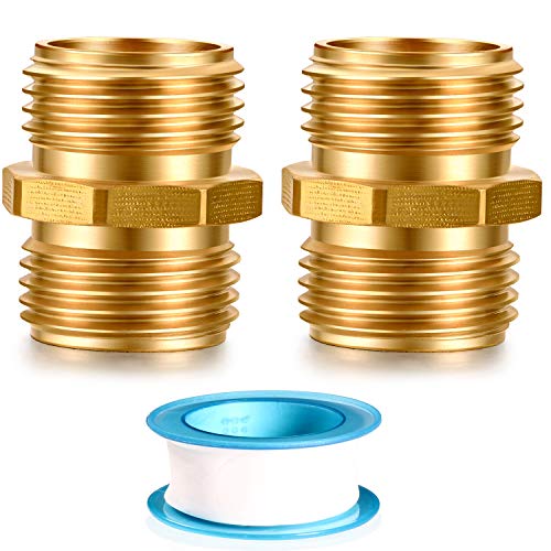 Solid brass Garden Hose Fittings Connectors Adapter Heavy Duty Brass Repair double male to male faucet leader coupler dual water hose connector(3/4" GHT Double Male) 2 Pcs - color: 2 Pack