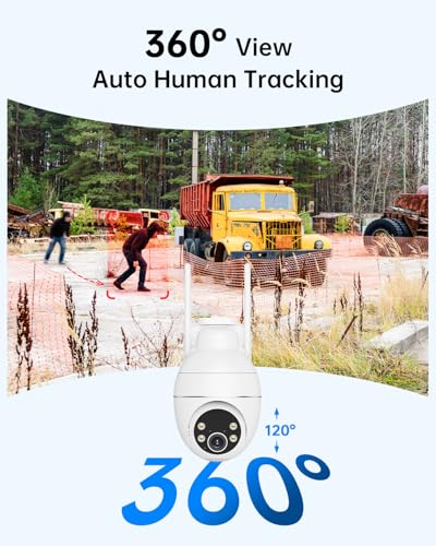 TKENPRO 4G LTE Cellular Security Camera with Pre-Installed SIM Card, 24/7 Recording, Auto Tracking, 32GB Memory Card, AI Motion Detection, 2K Night Vision, 360° PTZ, No WiFi Security Camera Outdoor