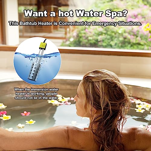 1500W Immersion Heater, GESAIL Bucket Water Heater with 304 Stainless-Steel Guard, Submersible Bucket Heater with Thermostat and Auto Shutoff, Perfect for Home Travel and Winter Job
