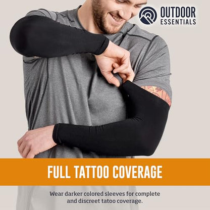 OutdoorEssentials UV Sun Sleeves for Men & Women, Cooling Arm Sleeves UPF 50+ | Golf, Tattoo Cover Up, Sun Protection - color: (4 Pairs): 2 Black, 2 White