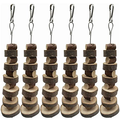 LWINGFLYER 6pcs Small Animal Chews Toy Natural Apple Wood Block Cage Hanging Molars Treats Snack for Hamsters Rabbits Bunny Bird Parrots Chinchilla Guinea Pig Gerbils Squirrels - color: 6pcs Natural Apple Wood