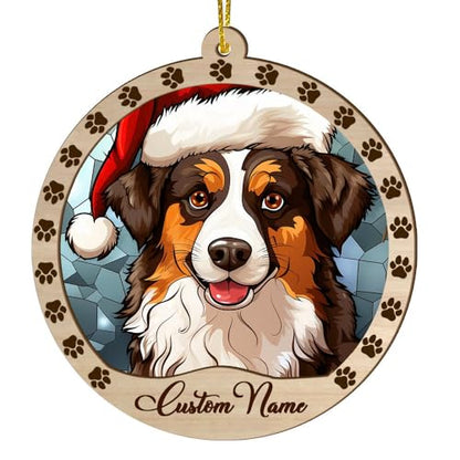 Personalized Australian Shepherd Ornament, Australian Shepherd Christmas Ornament, Custom Name Australian Shepherd Dog Suncatcher for Christmas Tree - color: Australian Shepherd