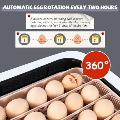Sailnovo Incubators for Hatching Eggs 70 Egg Incubator with Auto Egg Turning and Auto Humidification, Temperature Control, Incubator for Chicken Duck Quail Eggs, Perfect for Lab School Farm, Grey