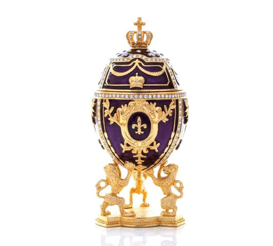 Fabergé Egg Pure GOLD decor 4ct Collectors Egg Russian Jewelry Box Faberge Egg Trinket HANDMADE Faberge Box 200 Austrian Crystal Diamonds & Gold Bracelet Womens Jewellery Gift Ideas (Royal Amethyst) - color: Royal Amethyst