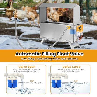 1.5 Gallon Heated Chicken Waterer Automatic Chicken Water Heater for Winter, Freeze Proof Poultry Drinker Watering System