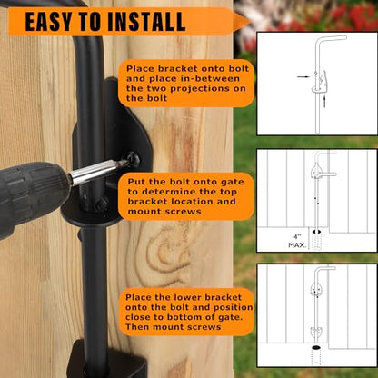 12" Heavy Duty Cane Bolt Gate Drop Rod-Steel Gate Ground Latch Designed for Wood Metal Vinyl Gates or Double Doors Fence Applications-2 Pack - size: 12 Inch-2 Pack