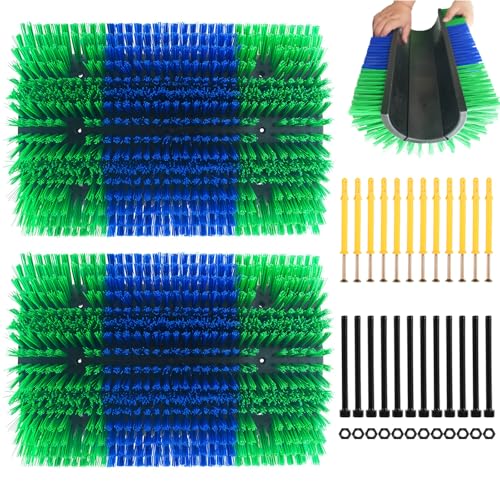 Extra Large Size Livestock Scratching Brush, Upgraded Horse/Goat/Cow/Cattle Scratcher Brush for Grooming, Itch Relief Horse Scratcher Brushes Kit with Two Sets of Mounting Screws(2-Pack,Green) - color: Green, size: 2-Pack