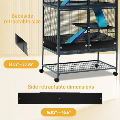 MARGAR Urine Guard & Scatter Guard for Ferret Nation & Midwest Critter Nation Cage - Rustproof Aluminum Pet Cage Poop Guard, Easy Install for Ferrets Chinchillas Rats Totoro - Large Black Single Layer