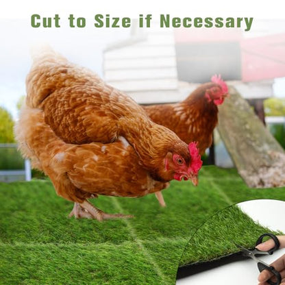 XXXFLOWER 4 Pack Chicken Nesting Pads, Washable Artificial Grass Mat for Chicken Coop Efficient Poultry Accessories and Pet Garden Lawn Indoor Outdoor(11.81x11.81in)