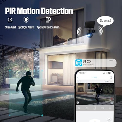 Security Cameras Wireless Outdoor, 4G LTE Cellular Security Camera with Built-in SIM Card, Outdoor Security Camera with 2K Color Night Vision, 360° PTZ View, 2-Way Audio, IP66, No WiFi Needed