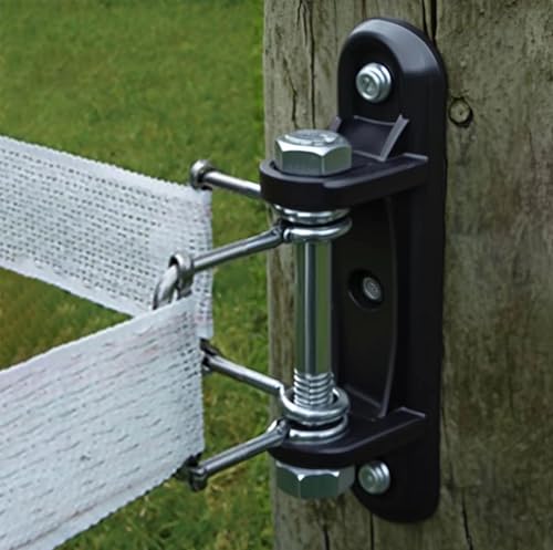QMARK 4 Pack Electric Fence Corner Insulator, End Insulator with Buckles for Polytape, Wood Post Tape Connectors with 2 Buckles
