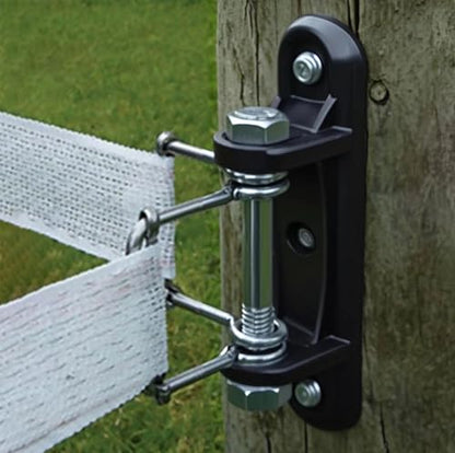 QMARK 4 Pack Electric Fence Corner Insulator, End Insulator with Buckles for Polytape, Wood Post Tape Connectors with 2 Buckles