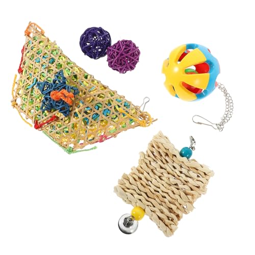 Happyyami 5PCS Hanging Chicken Feeder Set with Chew and Weaving for Hens and Parrots Natural Corn Stalk Loofah Shredder Stress Relief and Entertainment for Poultry and Pet Birds Random Color