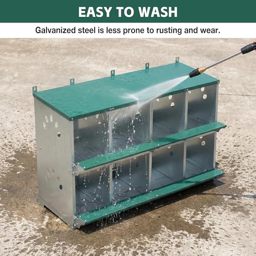 8 Compartment Metal Chicken Nesting Box with Roll Away Egg Collection 42×16×25in,Wall Mountable Large Hen Laying Box with Vented Holes,8 Houses Coop Roosting Boxes Fit for Different Poultry Breeds - size: 42×16×25in