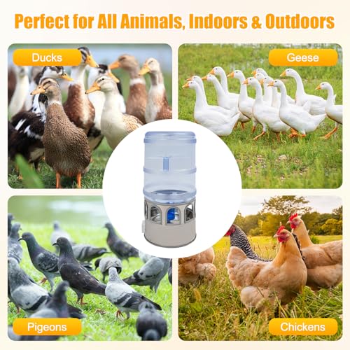 Poultry Chicken Water Heater, 80W Heated Chicken Waterer 5 Gallon with 32 °F-122°F Temperature Adjustable, 9 Drinking Windows & LED Display Screen, Poultry Water Deicer for Winter