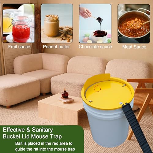 Bucket Lid Metal 5 Gallon Bucket lid,Strong Metal Material that Cannot be Bitten, auto Reset, Does not Include Bucket (1Pack)