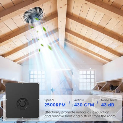 25W Solar Fan for Chicken Coop, 430CFM Solar Exhaust Fan with IP67 Waterproof Solar Panel-No Wiring Required, Easy Install Greenhouse Fan for Shed, Attic,Barn, Dog House - size: 25W Solar Fan
