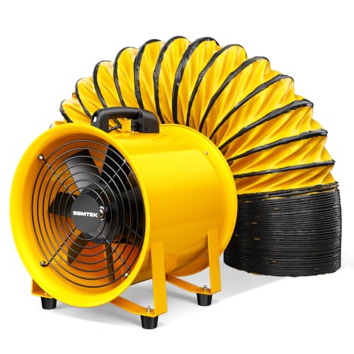 12" High Velocity Portable Exhaust Fan – 3500CFM 550W Industrial Portable Ventilator Fan with 40FT Duct Hose, Low Noise, Heavy‑Duty for Basement Workshop Warehouse Confined Space Ventilation - color: Yellow, size: 40FT