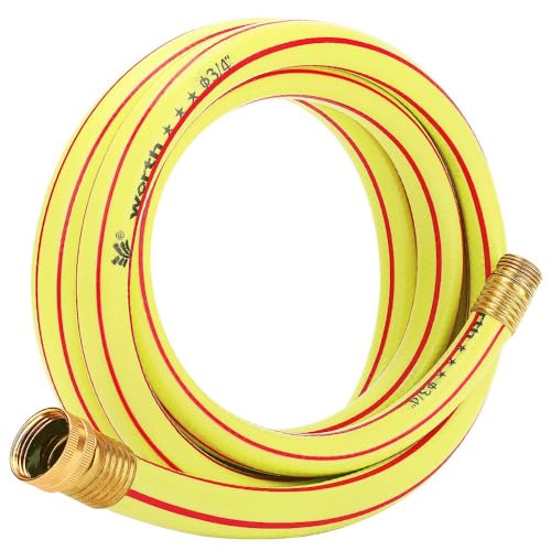 Yellow Garden Hose 3/4 in. x 25 ft. -Non Kinking, Leak Free, Flexible, Male to Female Fittings -Heavy Duty Lightweight Durable PVC Water Hose -150PSI Work & 500PSI Burst, for Lawn & Commercial Use - color: Yellow/Red, size: 3/4 in. x 25 ft.