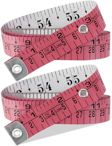 Pack of 2 Fabric Tape Measure, Measuring Tape for Body |Soft Measuring Tape for Sewing Cloth & Weight Loss Medical Body Measurement Nursing Craft 60 inch,150 cm - color: Pink