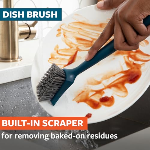 Full Circle Clean Ocean, Variety Dish Brush Pack - Dish Brush, Bottle Brush, and Heavy-Duty Scrub Brush - Sustainably Made 100% from Recycled Ghost Fishing Nets, Safe for Cast Iron & Nonstick - size: Set of 3 Brush Bundle