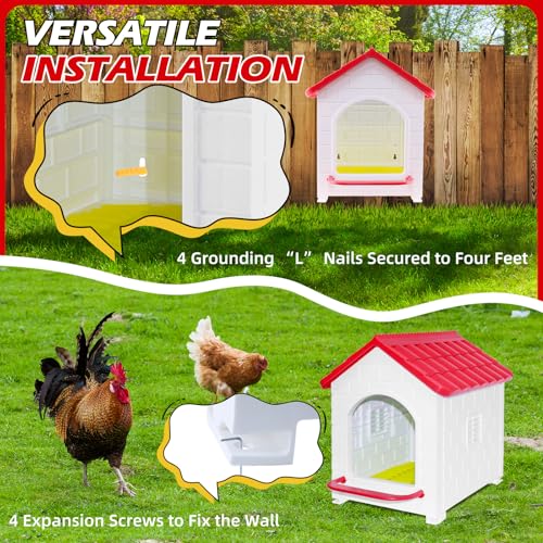 Chicken Nesting Box, Waterproof Plastic Chicken Coop with Washable Nesting Pad, Nesting Box for Hens/Ducks/Rabbits and Poultry - color: Red