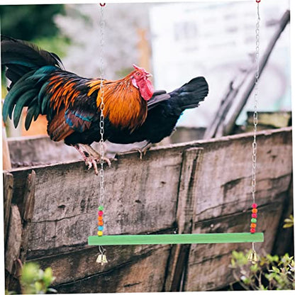 Natural Wood Chicken Perch with Swing and Ladder Pet Climbing Playground for Poultry Entertainment Coop Accessory to Reduce Boredom and Encourage Chewing Random Color