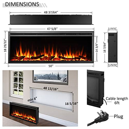 LegendFlame 50" W Austin in Wall Recessed & Wall Mounted Electric Fireplace (EF287A) - size: 50"