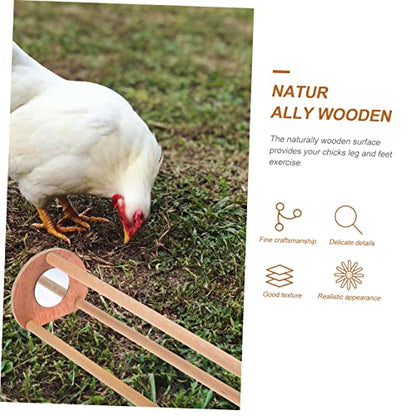 Levemolo Wooden Chick Mirror Perch Adjustable Bird Stand for Chickens Parrots and Small Birds and Playtime Accessories
