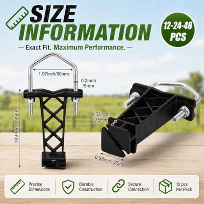 Tondiamo 48 Pcs Tube Post Insulator, Electric Chain Link Fence T Post Extender Insulators for Square Round Pipe Tubing Wire Vinyl Picket Fence (Black) - style: Black