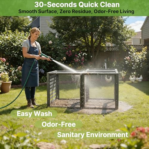 A Anleolife Chicken Tunnel, 23.6 inch Wide Heavy Duty Metal Chicken Coop, Predator Proof Modular Extension Chicken Run for Outside Poultry Coop as Hens, Rabbits, Ducks and Small Pets