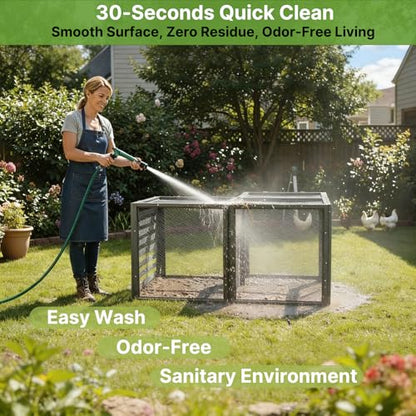 A Anleolife Chicken Tunnel, 23.6 inch Wide Heavy Duty Metal Chicken Coop, Predator Proof Modular Extension Chicken Run for Outside Poultry Coop as Hens, Rabbits, Ducks and Small Pets