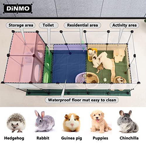 DINMO Small Animal Playpen with Oxford Mat, 24 inches Height, Pet Exercise Fence, Home Protector, Iron Mesh and Plastic Combination, Visualization, DIY, Games Hole Series, 60.2 x 24.8 x 24.8inch - style: Plastic and Metal Mesh Design