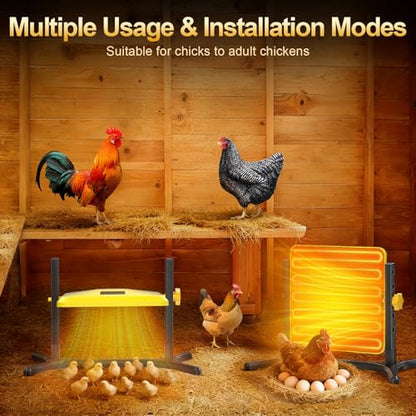 Chick Brooder Plate, 50-158°F Brooder & Chicken Heater for Coop with Smart Thermostat, UL Certified Radiant Chick Heat Plate for Poultry, 5-Height & 360° Adjustable Angle, Winter Heating