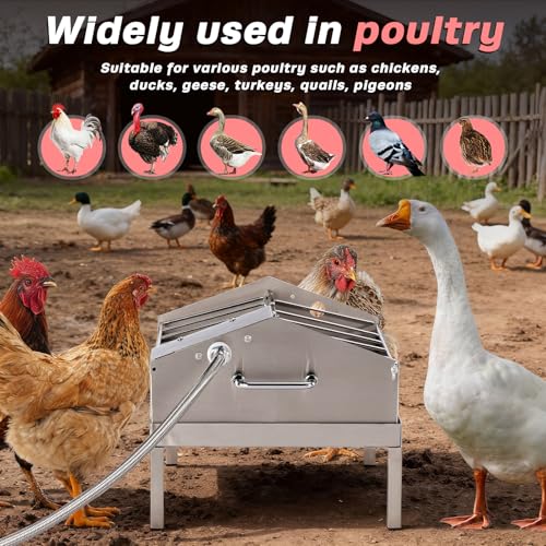 2 in 1 Automatic Chicken Waterer and Feeder, Stainless Steel Chicken Water Feeder with Float Valve Auto Fill Poultry Water Dispenser Poultry Watering Systerm for Duck Turkey Quail Pigeon